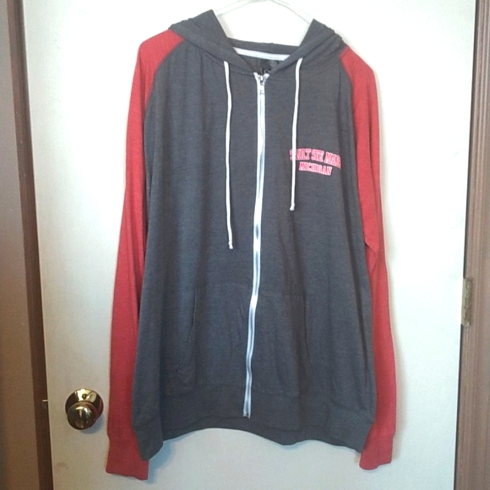 Men's L zip-up Grey and Heathered Red hoodie